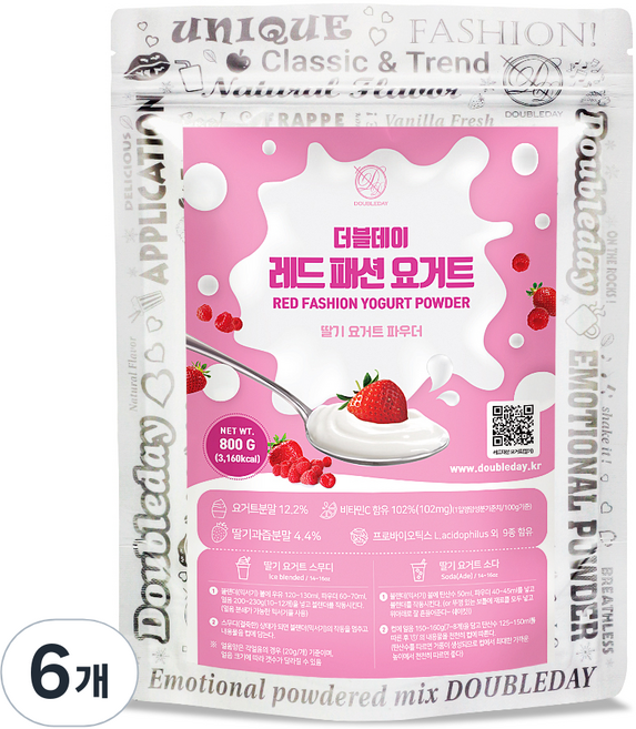 더블데이 레드패션 딸기 요거트 파우더, 800g, 6개