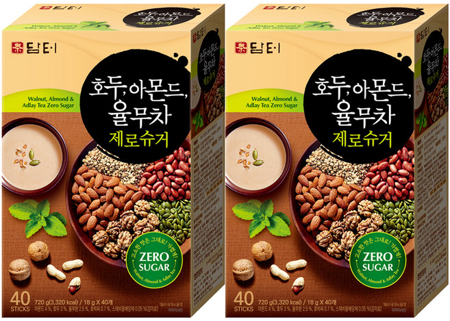 담터 호두 아몬드 율무차 제로슈거, 18g, 40개입, 2개