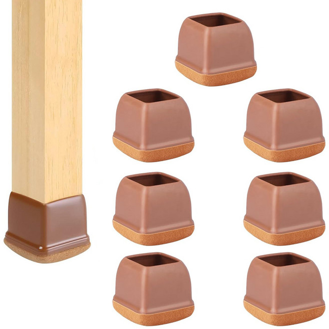 써뉴즈 홈 실리콘 소음방지 의자 가구 발 커버 정사각, 브라운, 8개