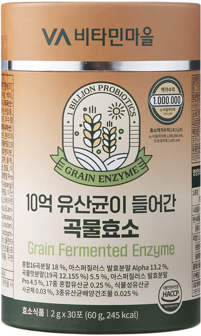 Vitamin Village 含有10億益生菌的穀物酵素 30入, 60g, 1個