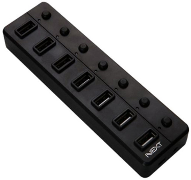 넥스트유 USB 7포트 유전원 허브 NEXT-707UHP, 블랙, 1개