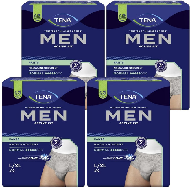TENA 添寧 男款 玩色敢動褲 成人紙尿布 95~130cm 月牙灰, L/XL, 10片, 4包