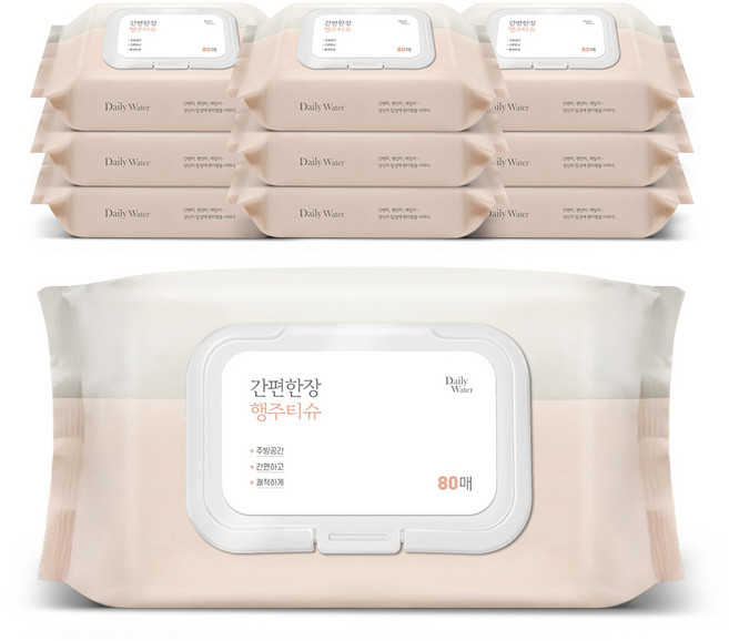 데일리워터 간편한장 행주티슈 80매, 10개