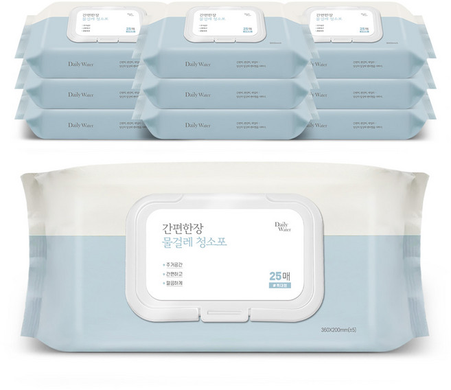 데일리워터 간편한장 물걸레 청소포 캡형 25매, 10개