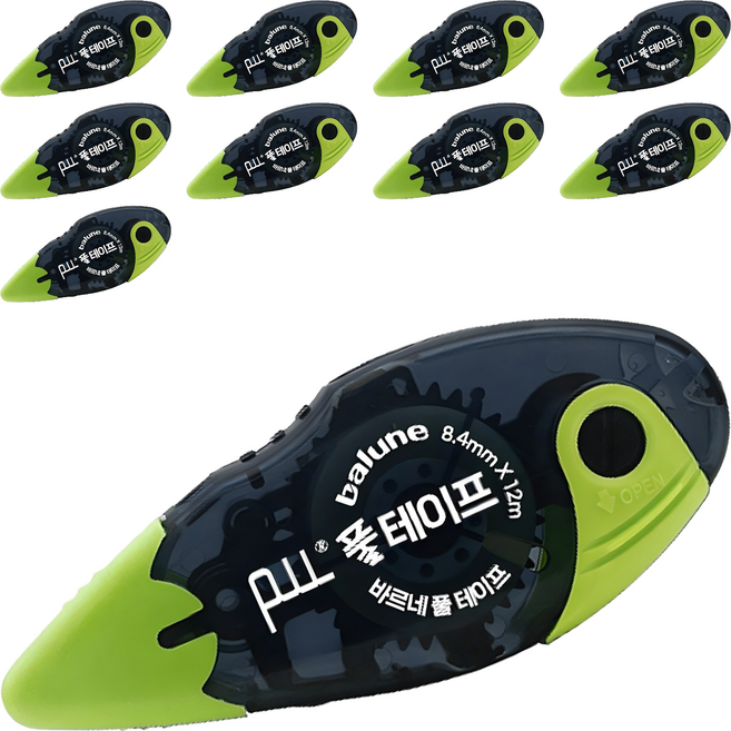 바르네 풀테이프 8.4mm x 12m BGT-0180, 그린, 10개