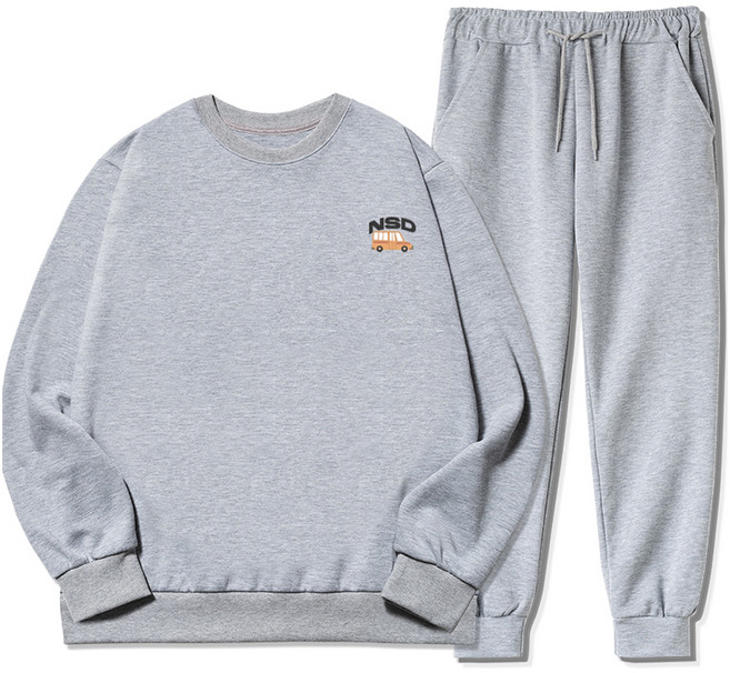 NSD 남성용 빅사이즈 드라이브 스몰로고 기모 맨투맨 조거트레이닝 상하의 세트