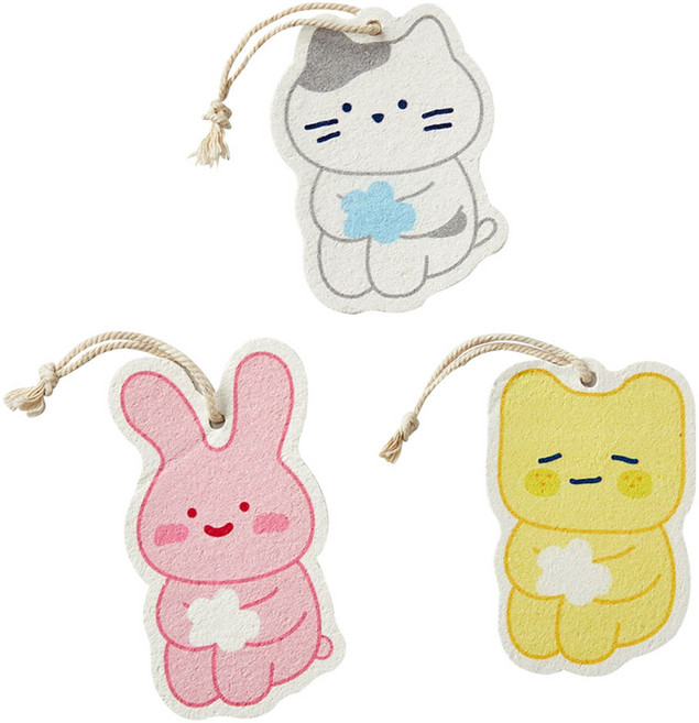 버터 버터패밀리 펄프 수세미 밀크캣 + 스크래빗 + 버터군 3종 세트, 1세트