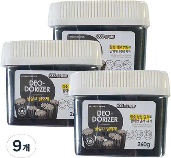 허브스토리 대용량 냉장고 탈취제 숯젤, 260g, 9개
