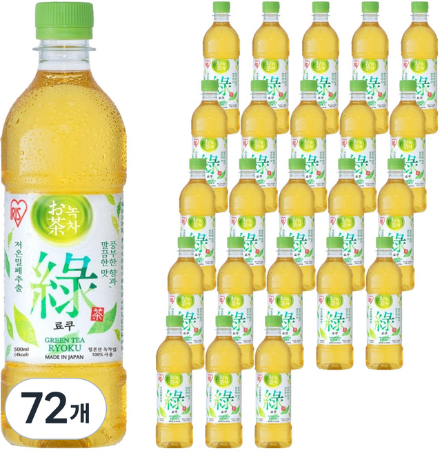 아이리스 료쿠 녹차 음료, 72개, 500ml