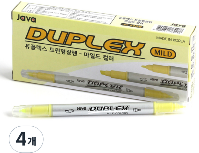 JAVAPEN Duplex 雙頭柔色螢光筆, 黃色, 4個, 48個