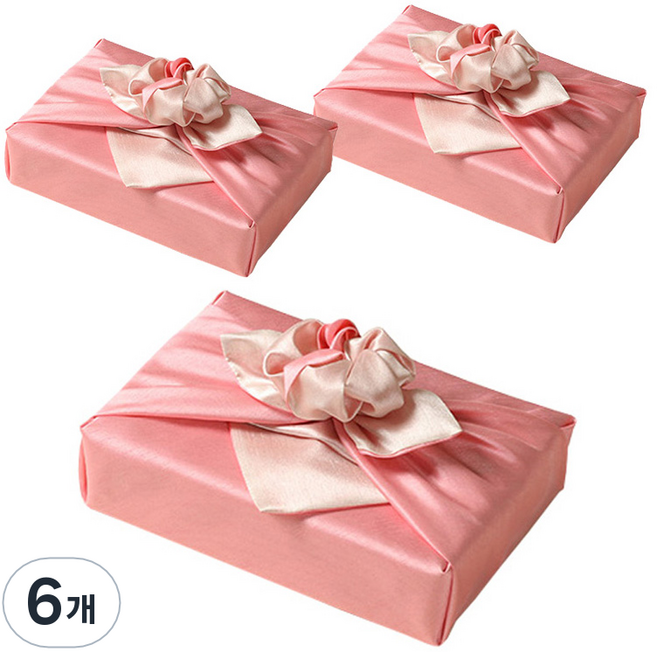 통샵 실크 겹 보자기 110 x 110 cm, 로즈핑크 + 아이보리(111), 6개