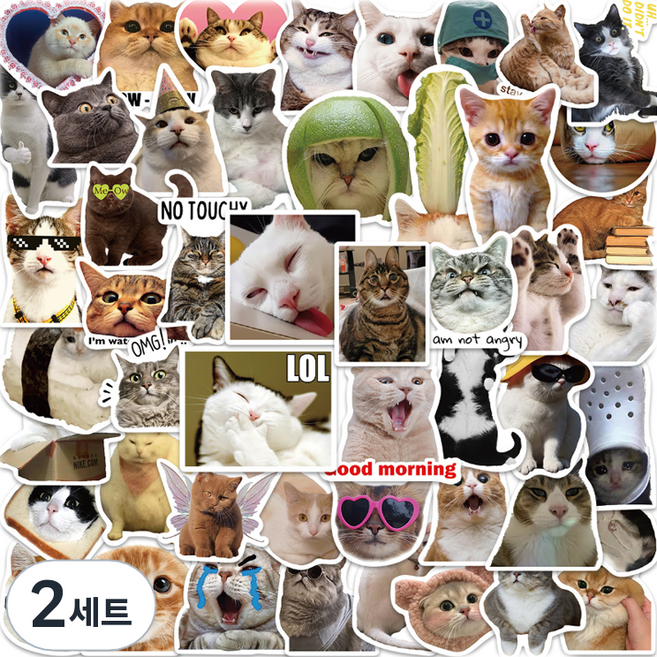 특별한상점 노트북 캐리어 여행 귀여운 고양이 스티커 세트 UU029, 키치 캣츠, 2세트