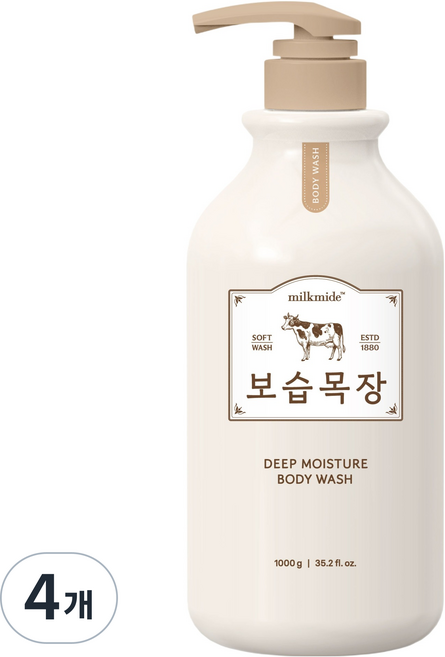 오가니스트 온더바디 보습목장 바디워시 플로럴 화이트 머스크향, 4개, 961ml