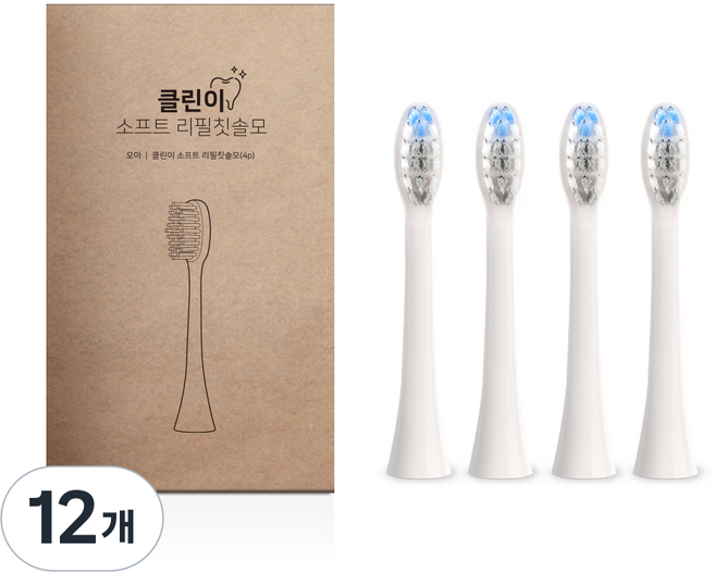 오아 클린이 소프트 시리즈 리필 칫솔모 화이트, VO-ET034, 12개