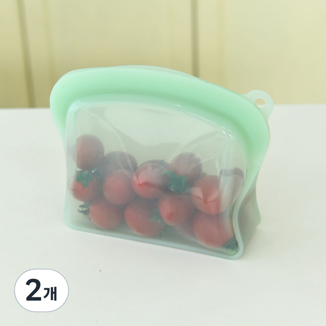 프렐류드 멜로우 실리콘 지퍼백 600ml 민트, 2개, 단품