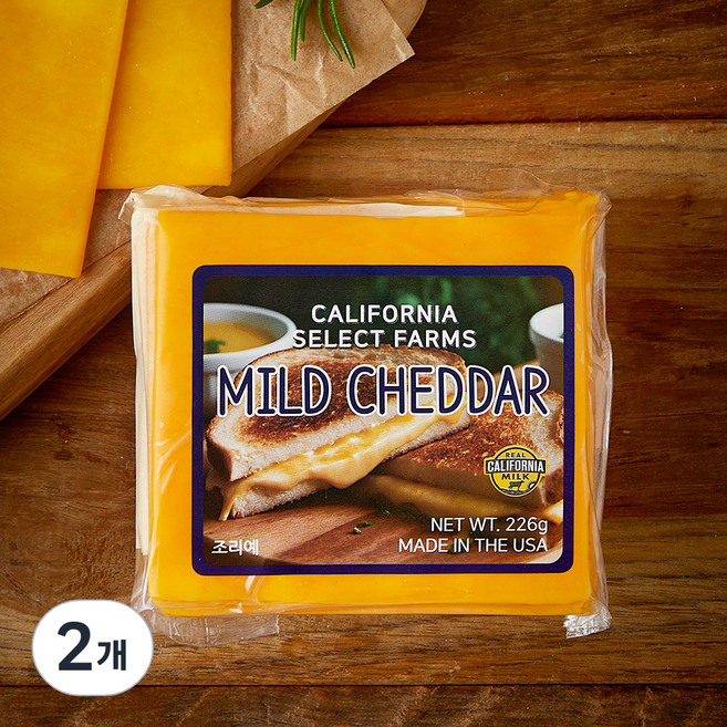 루미아노 캘리포니아 셀렉트 팜즈 마일드체다 슬라이스 치즈, 226g, 2개, 1개입