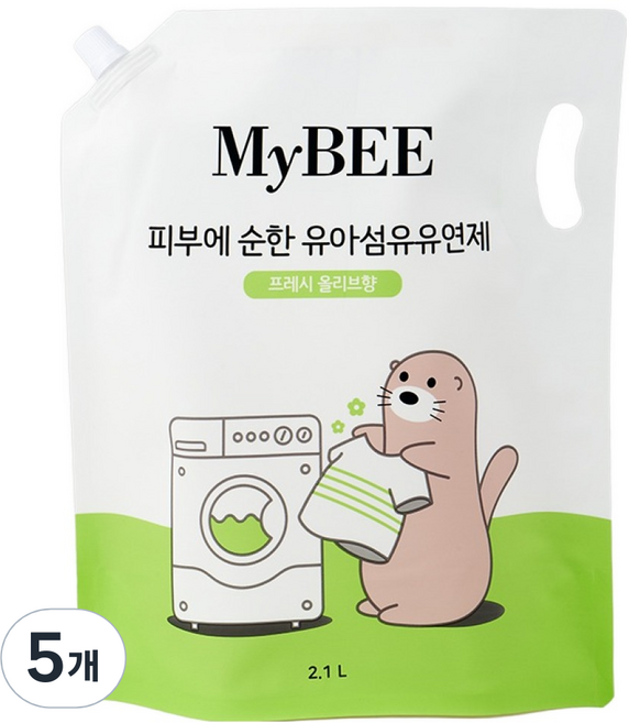 마이비 유아용 피부에 순한 섬유유연제 프레쉬올리브향 리필, 2.1L, 5개