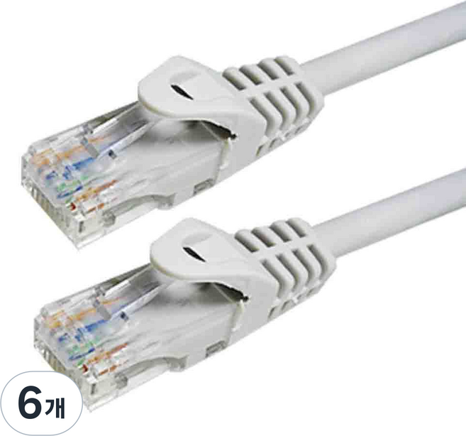 랜스타 UTP CAT.6 다이렉트 랜 케이블, 그레이, 6개, 20m