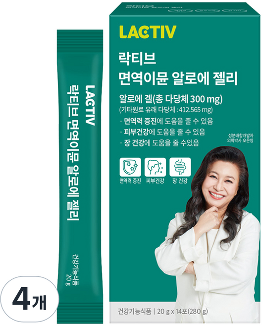 락티브 면역이뮨 알로에 젤리, 280g, 4개