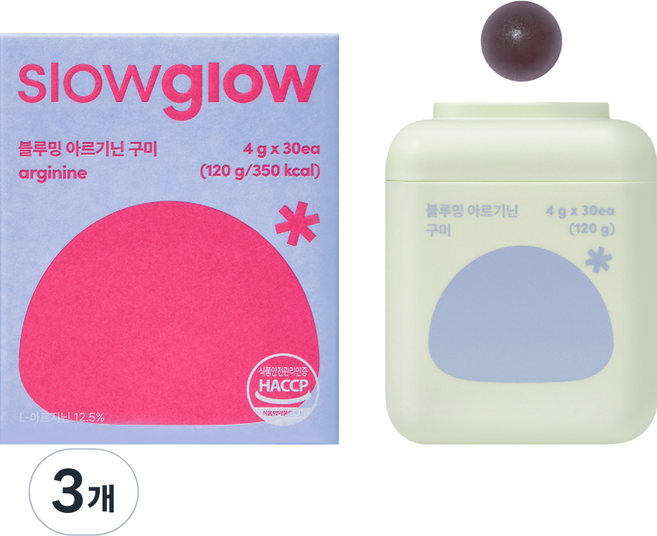 슬로우글로우 블루밍 아르기닌 구미 4g, 3개, 30정