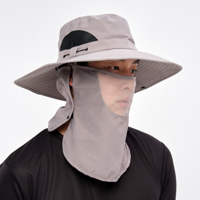 알파마운틴 자외선 차단 아웃도어 챙 모자 + 넥커버, 그레이