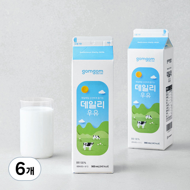 곰곰 데일리 우유, 900ml, 6개