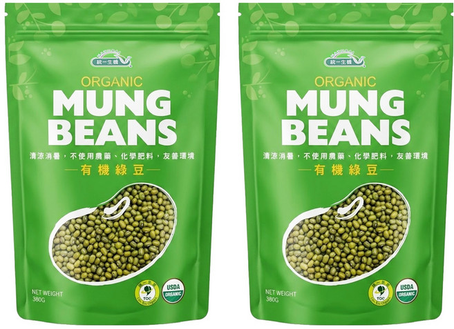 統一生機 有機綠豆, 380g, 2包