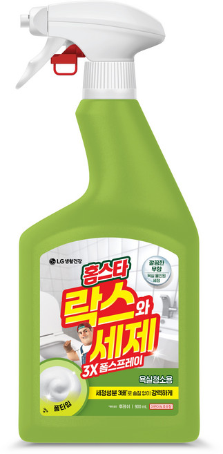 홈스타 락스와 세제 3X 폼스프레이 후레쉬 욕실청소용, 900ml, 1개