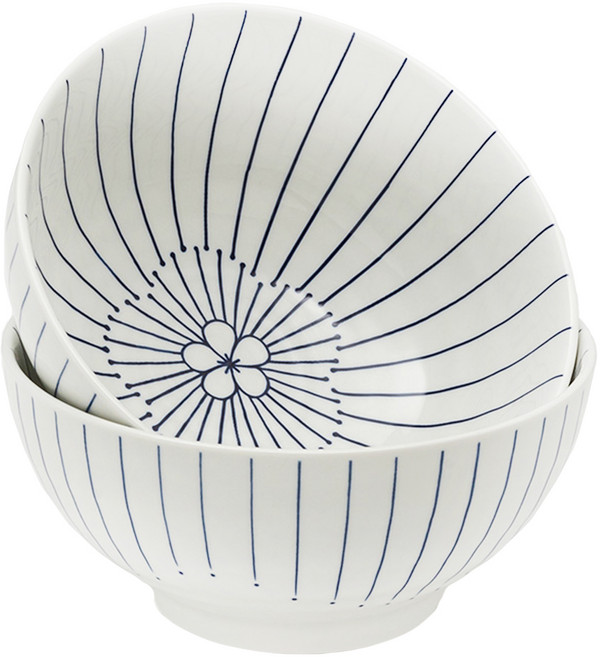 MAISON OBJET Moru 日式陶瓷麵碗2件組 - 櫻花, SAKURA 櫻花 白色 + 藍色, 2個