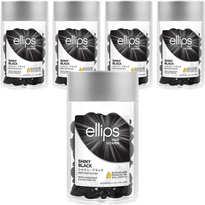 엘립스 헤어 비타민 샤이니 블랙 위드 캔들넛 앤 알로에베라 50p, 50ml, 5개