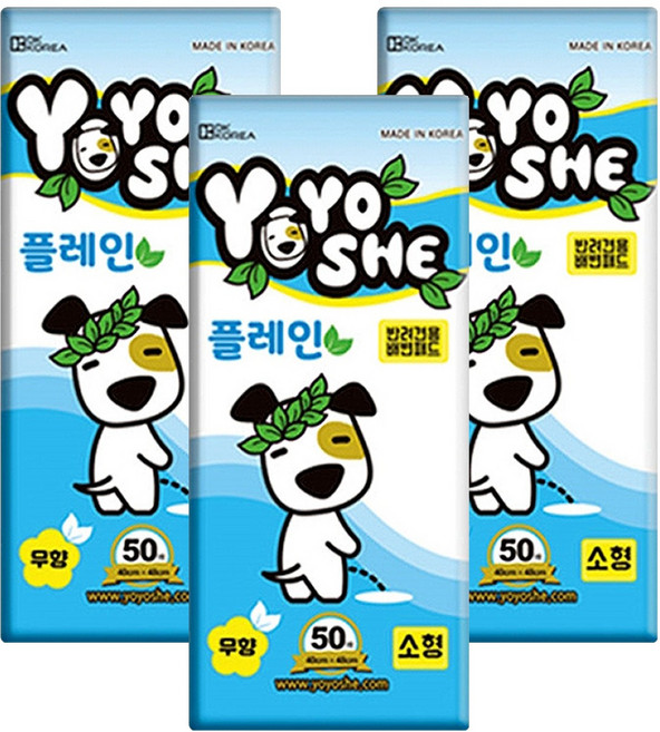 요요쉬 강아지 플레인 배변패드 무향, 3개, 50개입