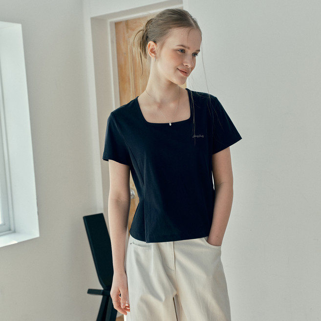 쥬시쥬디 여성용 스퀘어넥 플레어 티셔츠 JZTS320C