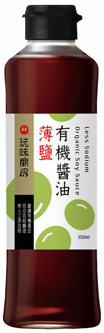 萬家香 玩味廚房薄鹽有機醬油, 350ml, 1瓶