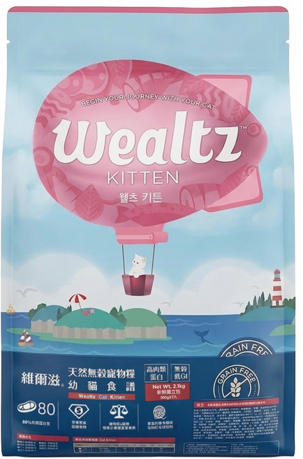 Wealtz 維爾滋 幼貓食譜 天然無穀寵物糧, 鮭魚, 2.1kg, 1包