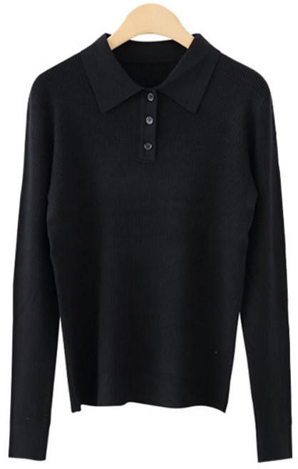 제니트 여성용 데일리룩 베이직 반오픈 긴팔 마유골지 칼라넥 니트 n1925