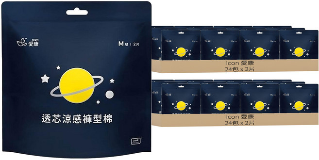 icon 愛康 透芯涼感褲型衛生棉, M(臀圍80~95cm), 2片, 48包
