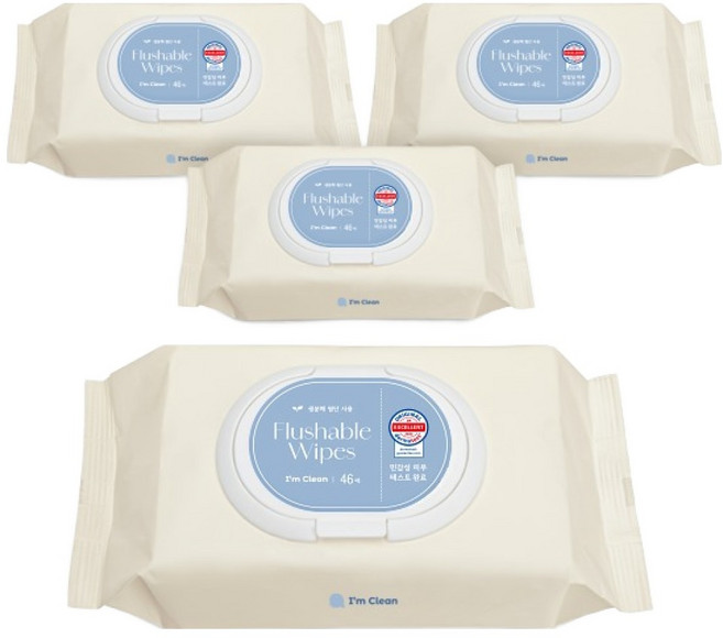 아임클린 저자극 비데 물티슈 캡형, 46매입, 4개