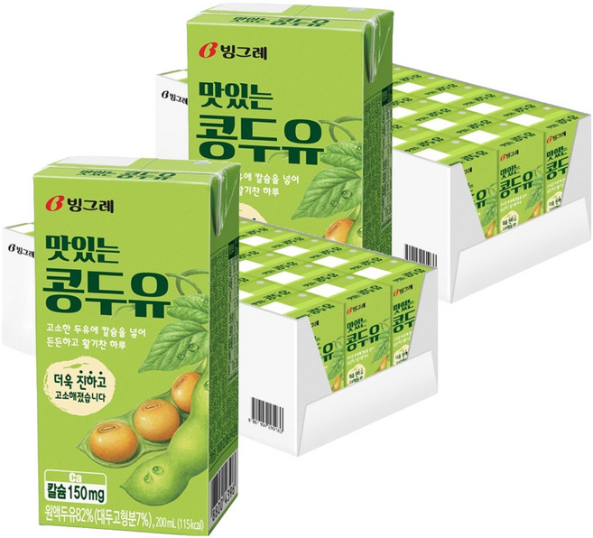 빙그레 맛있는 콩두유, 200ml, 48개