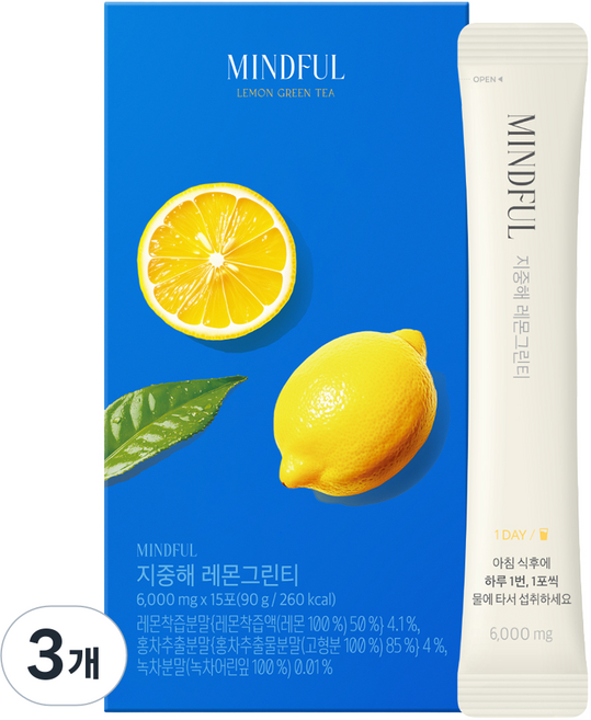 푸드올로지 마인드풀 지중해 레몬그린티, 15회분, 3개