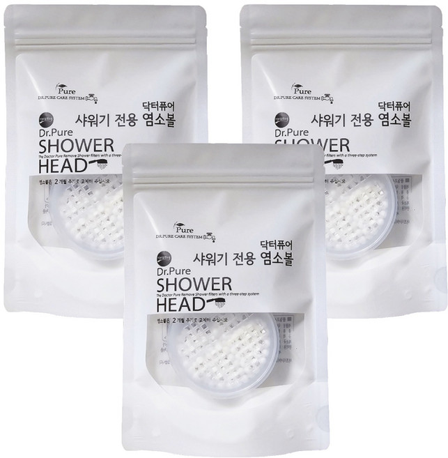 닥터퓨어 샤워기 전용 염소볼, 3개, 무향