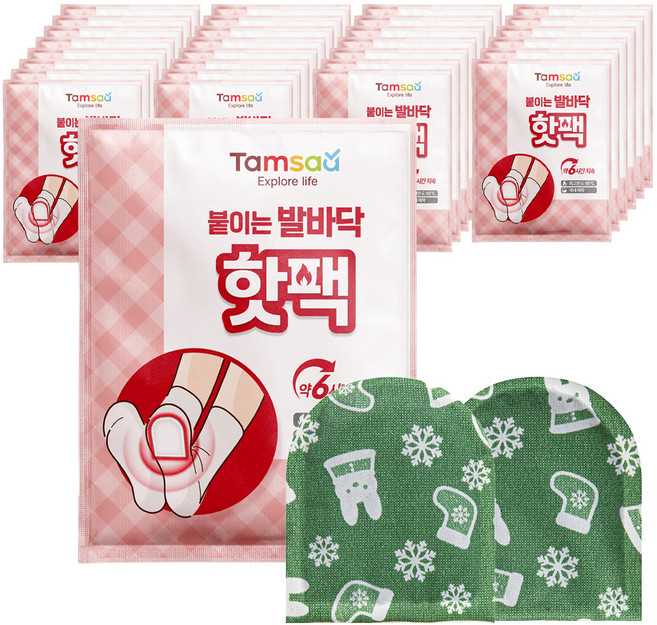 탐사 붙이는 발난로 핫팩 (2P) 국내생산, 30개