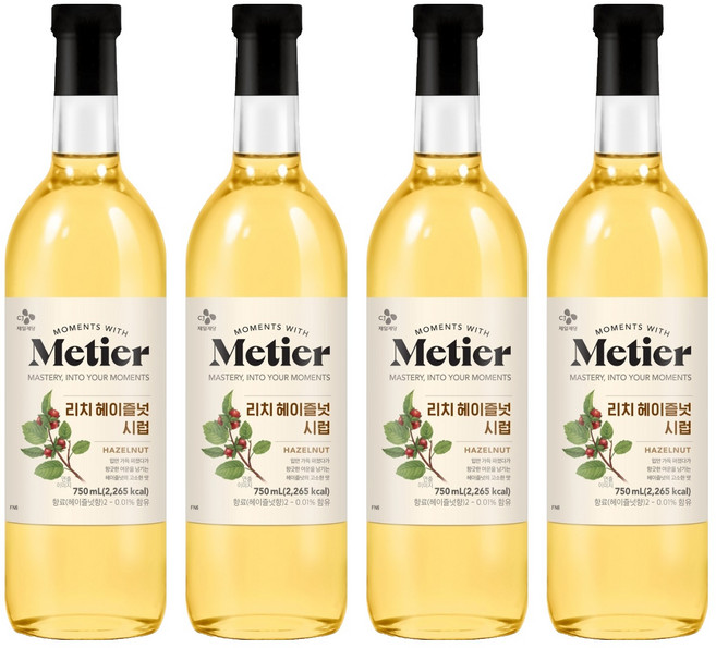 메티에 리치헤이즐넛 시럽, 4개, 750ml
