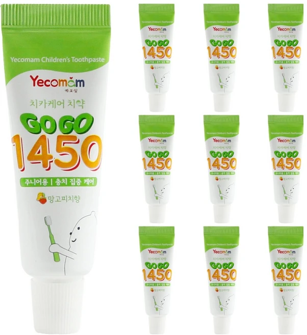 예꼬맘 고고 불소 1450 어린이 치약, 10개, 15g - 쿠팡