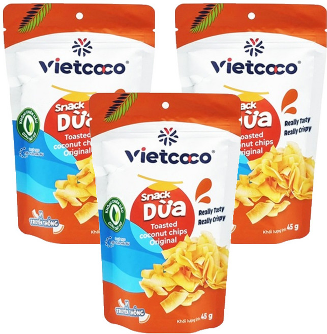 비엣코코 코코넛칩, 3개, 45g
