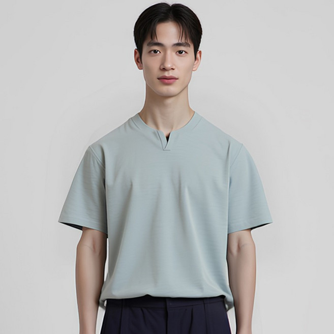 마인드브릿지 남녀공용 수피마 넥변형 반팔 티셔츠 MZTS3124