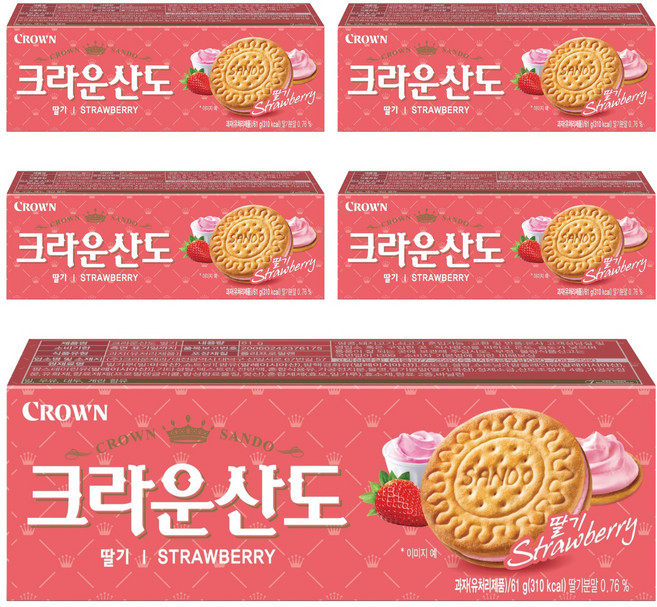 크라운산도 딸기, 61g, 5개