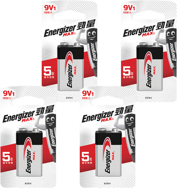 Energizer 勁量 9伏特鹼性電池, 4顆, 1顆