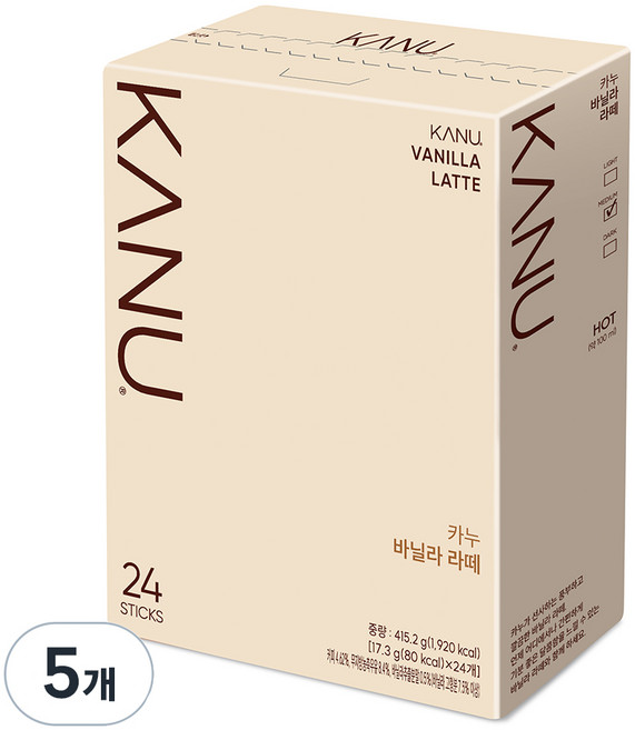 카누 바닐라 라떼 커피믹스, 17.3g, 24개입, 5개