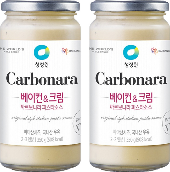 청정원 베이컨 앤 크림 까르보나라 파스타 소스, 350g, 2개