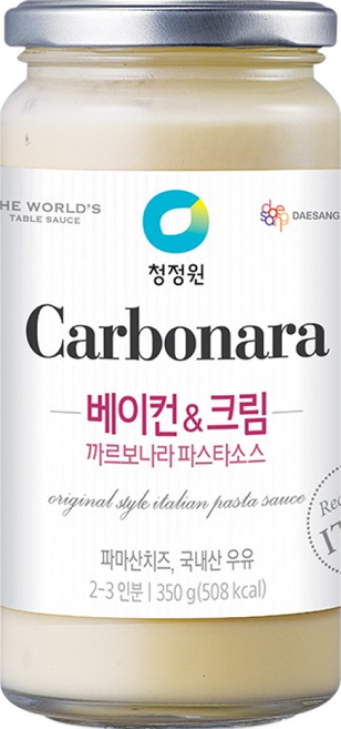 청정원 베이컨 앤 크림 까르보나라 파스타 소스, 350g, 1개